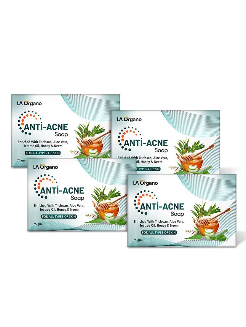 la organo anti acne soap for remove acne, blemishes, scars, pimples, dark spots for all skin type (pack of 4)