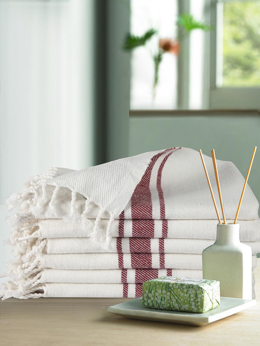 klotthe set of 6 pure cotton maroon hand towels