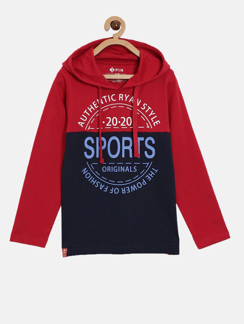 hooded neck color block t-shirt - 18414447 - Zoom Image - 0