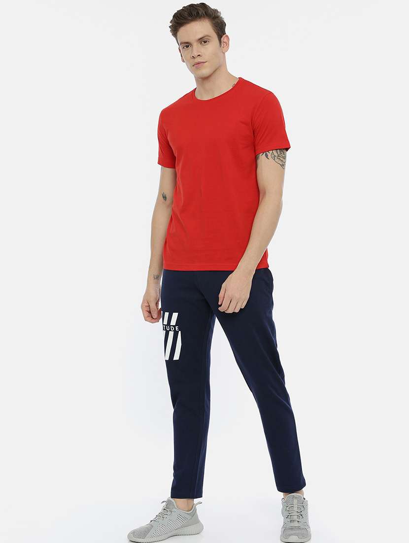 dark blue printed joggers track pant - 18414526 - Standard Image - 3