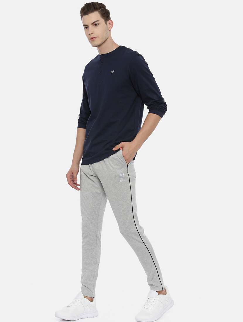 grey solid joggers track pant - 18414527 -  Standard Image - 3