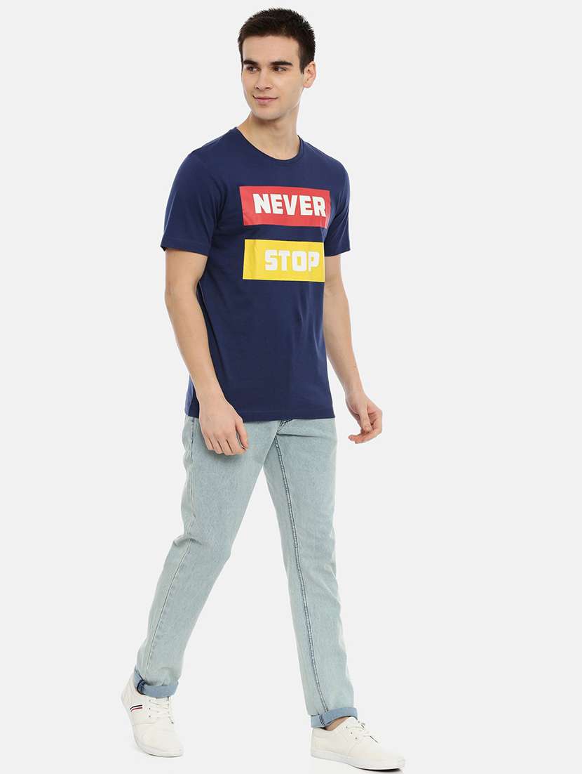 dark blue front print t-shirt - 18414579 -  Standard Image - 3