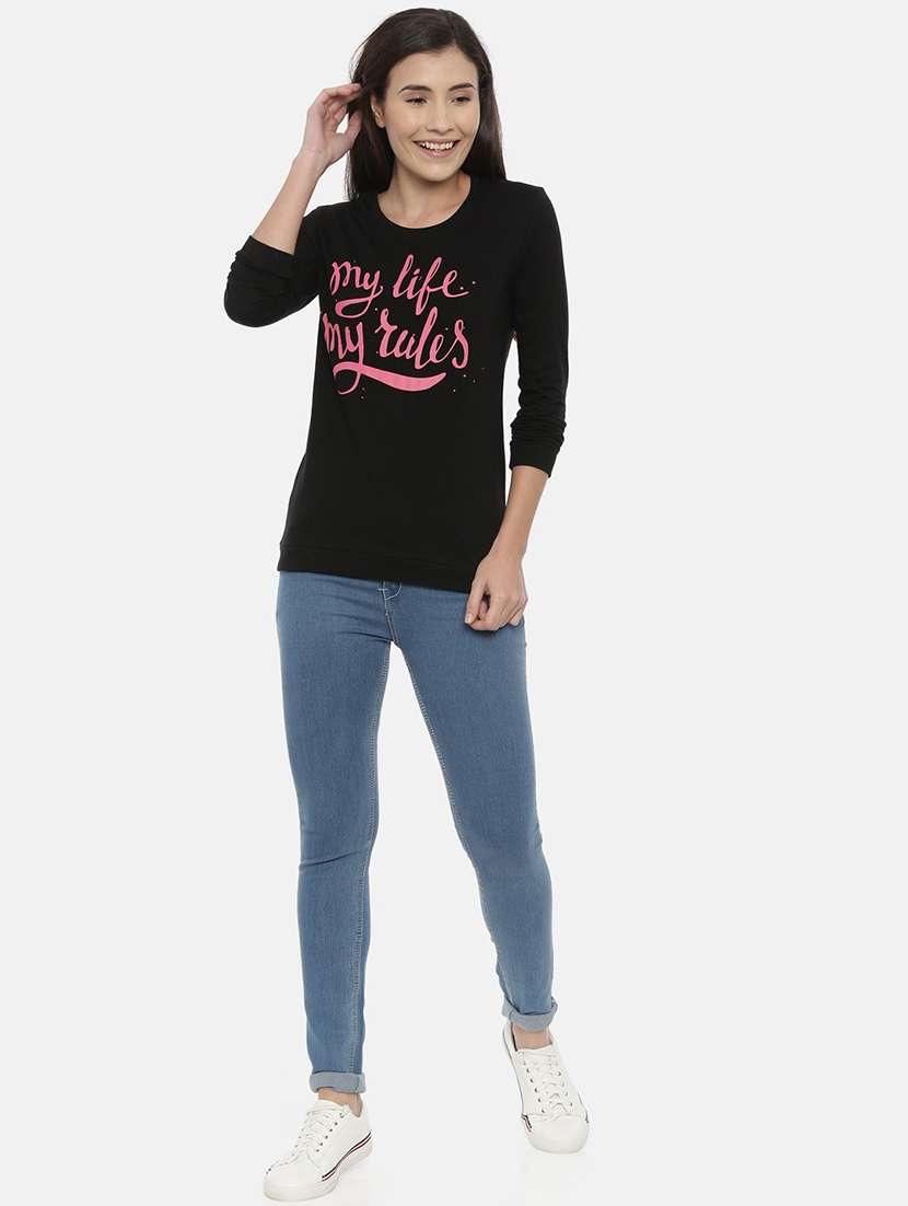 women's chest print round neck t-shirt - 18414612 -  Standard Image - 3