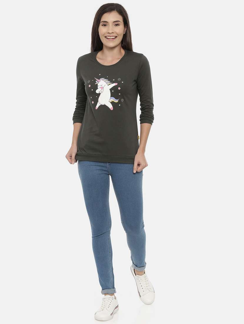 women's front print round neck t-shirt - 18414613 -  Standard Image - 3