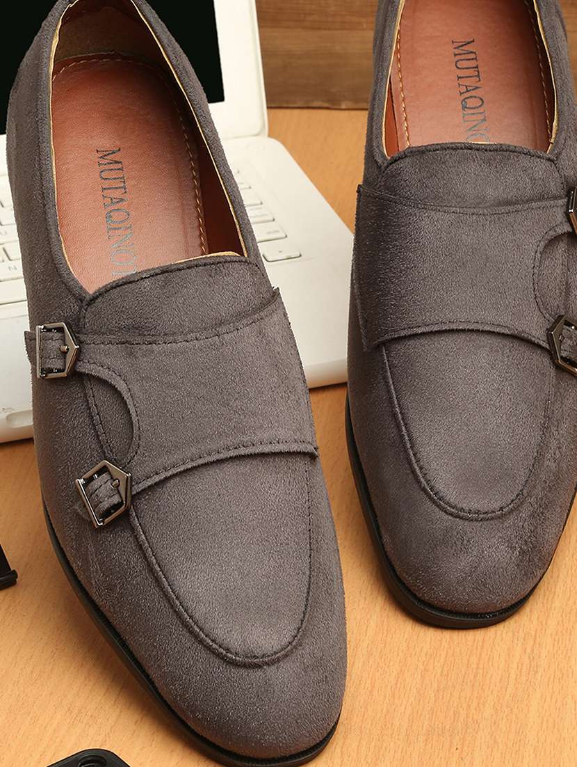 grey suede slip on loafers