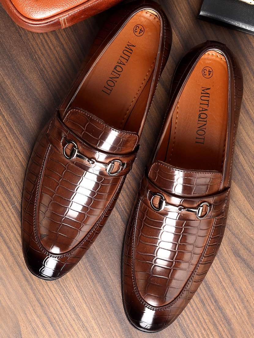 brown leather slip on loafers