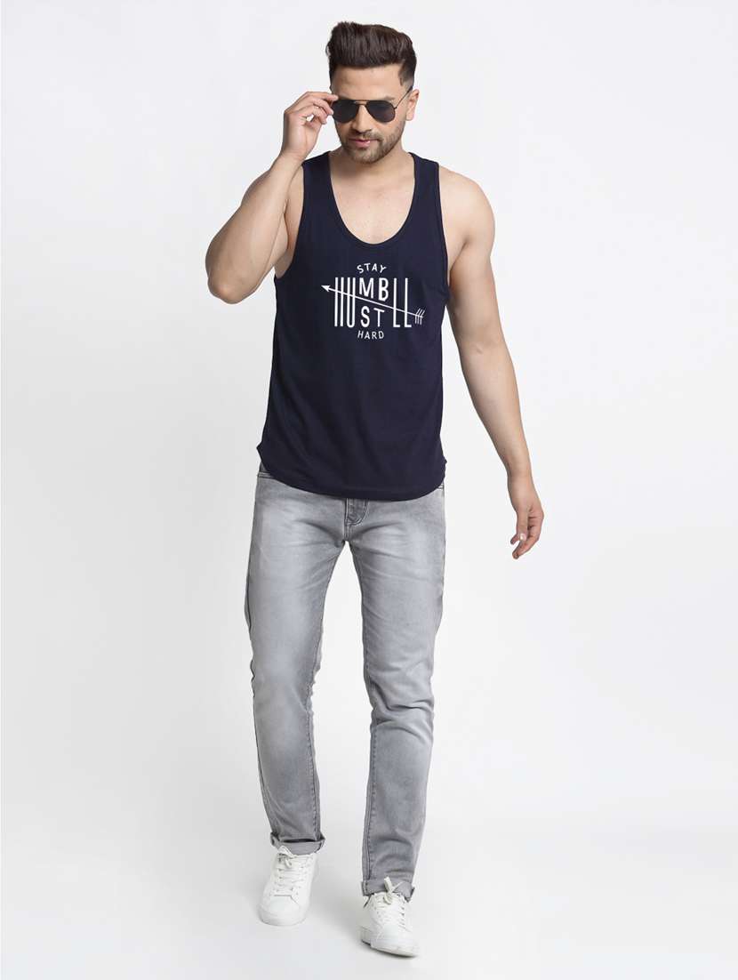 navy chest-printed vest - 18415653 -  Standard Image - 3
