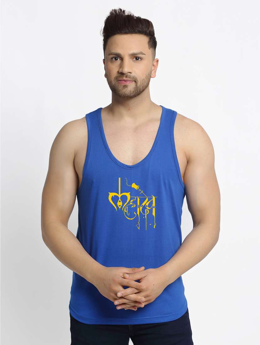 blue chest-printed vest - 18415655 -  Zoom Image - 0