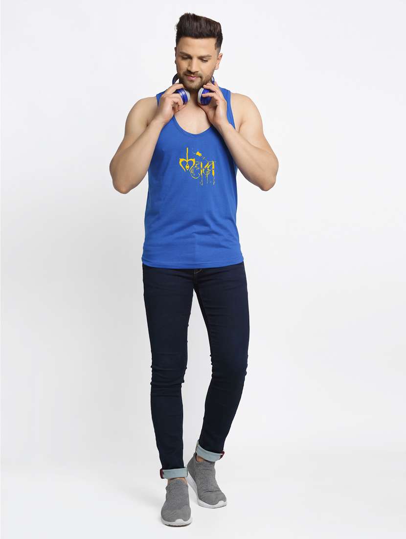 blue chest-printed vest - 18415655 - Standard Image - 3