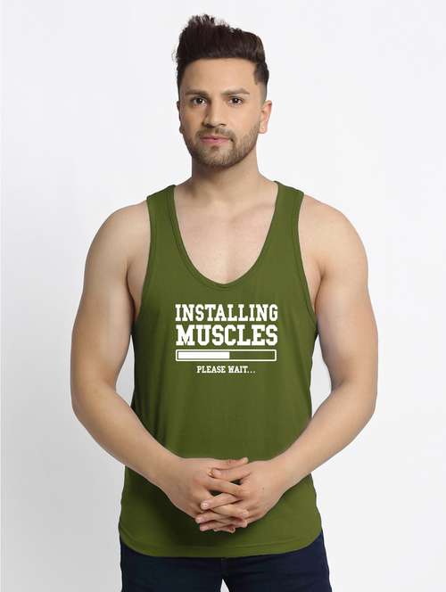 olive chest-printed vest - 18415659 - Standard Image - 0