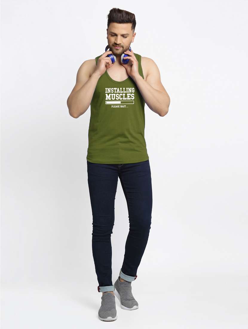 olive chest-printed vest - 18415659 - Standard Image - 3