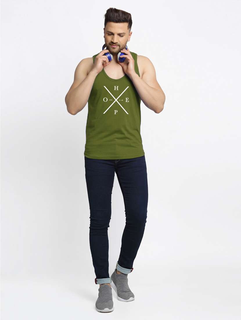 olive chest-printed vest - 18415663 - Standard Image - 3