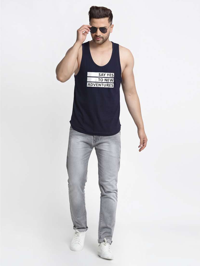 navy chest-printed vest - 18415670 -  Standard Image - 3