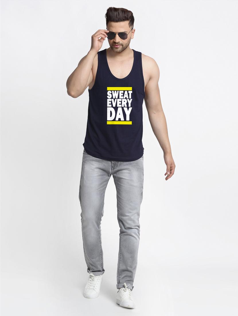 navy chest-printed vest - 18415701 - Standard Image - 3