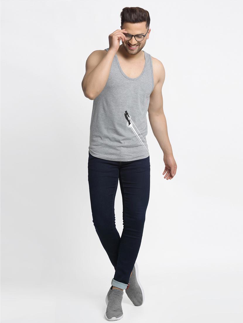 grey chest-printed vest - 18415713 - Standard Image - 3