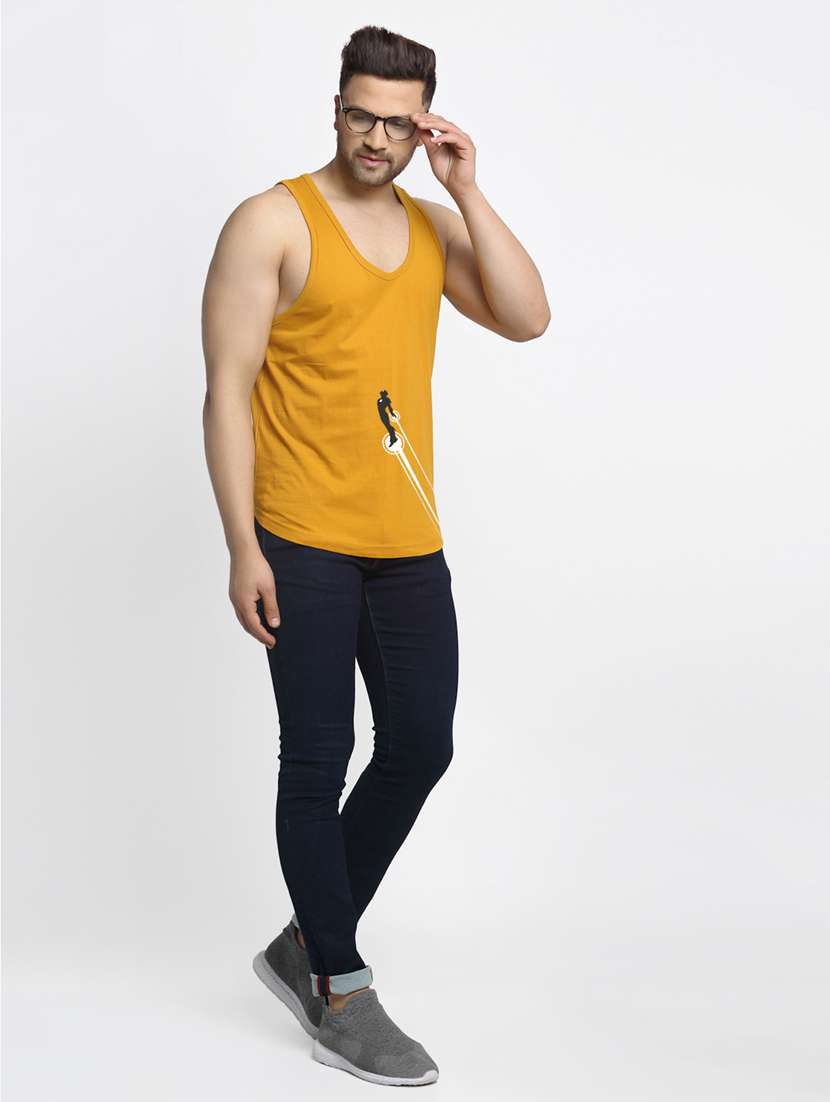 mustard chest-printed vest - 18415715 -  Standard Image - 3