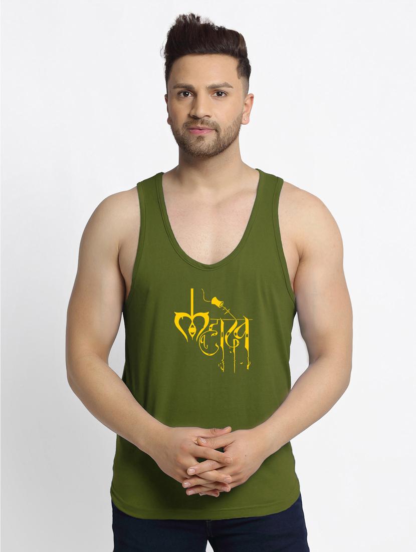 olive chest-printed vest - 18415716 -  Zoom Image - 0