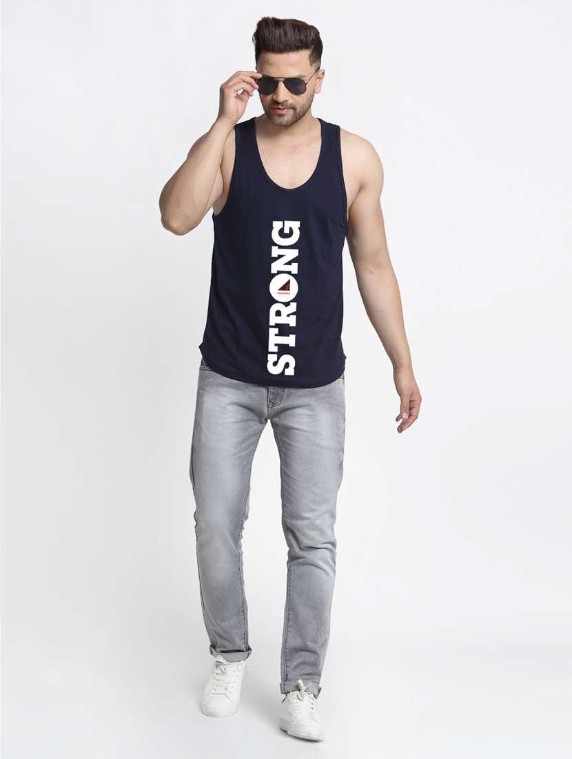 navy chest-printed vest - 18415728 -  Standard Image - 3