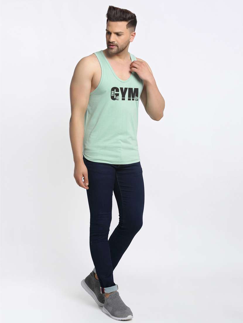 sea green chest-printed vest - 18415733 -  Standard Image - 3