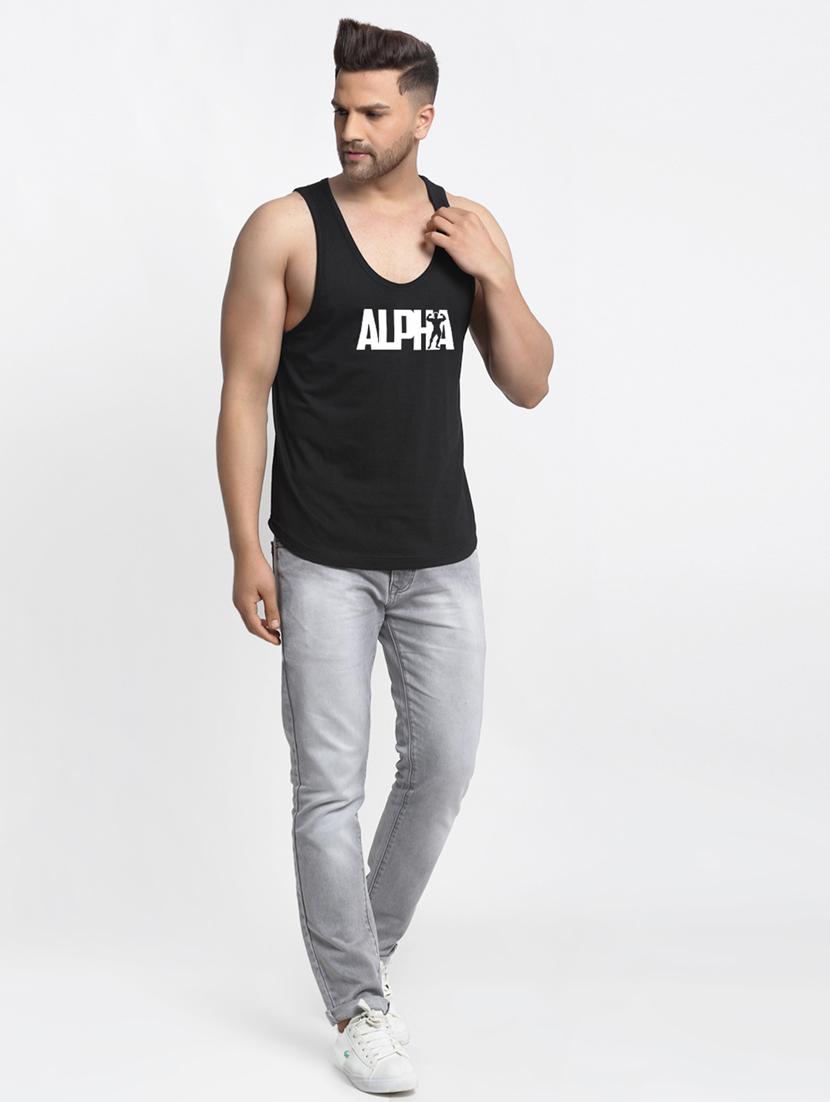 black chest-printed vest - 18415747 - Standard Image - 3