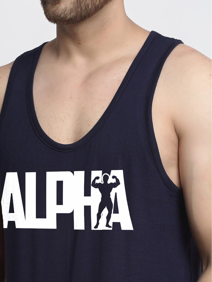 navy chest-printed vest - 18415750 - Standard Image - 3