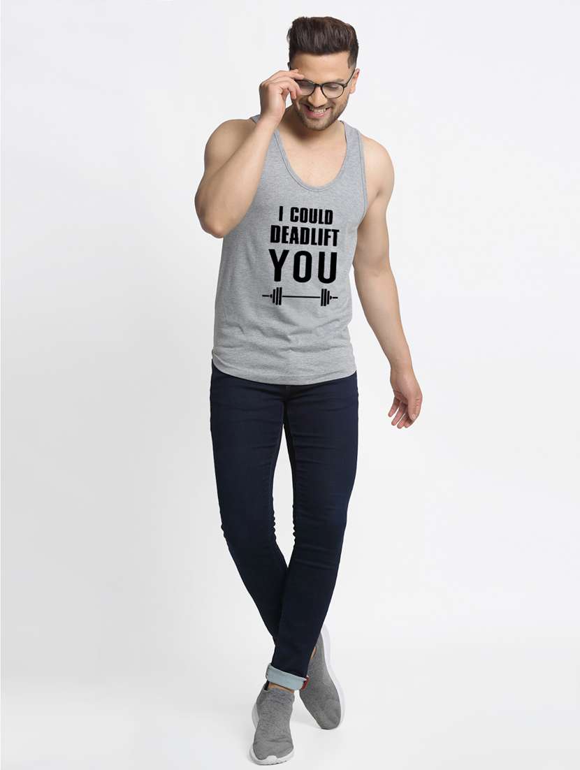 grey chest-printed vest - 18415764 - Standard Image - 3