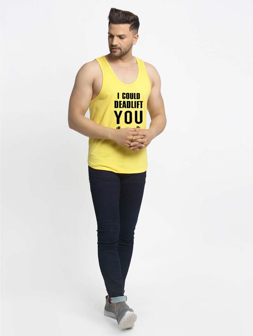 yellow chest-printed vest - 18415765 - Standard Image - 3