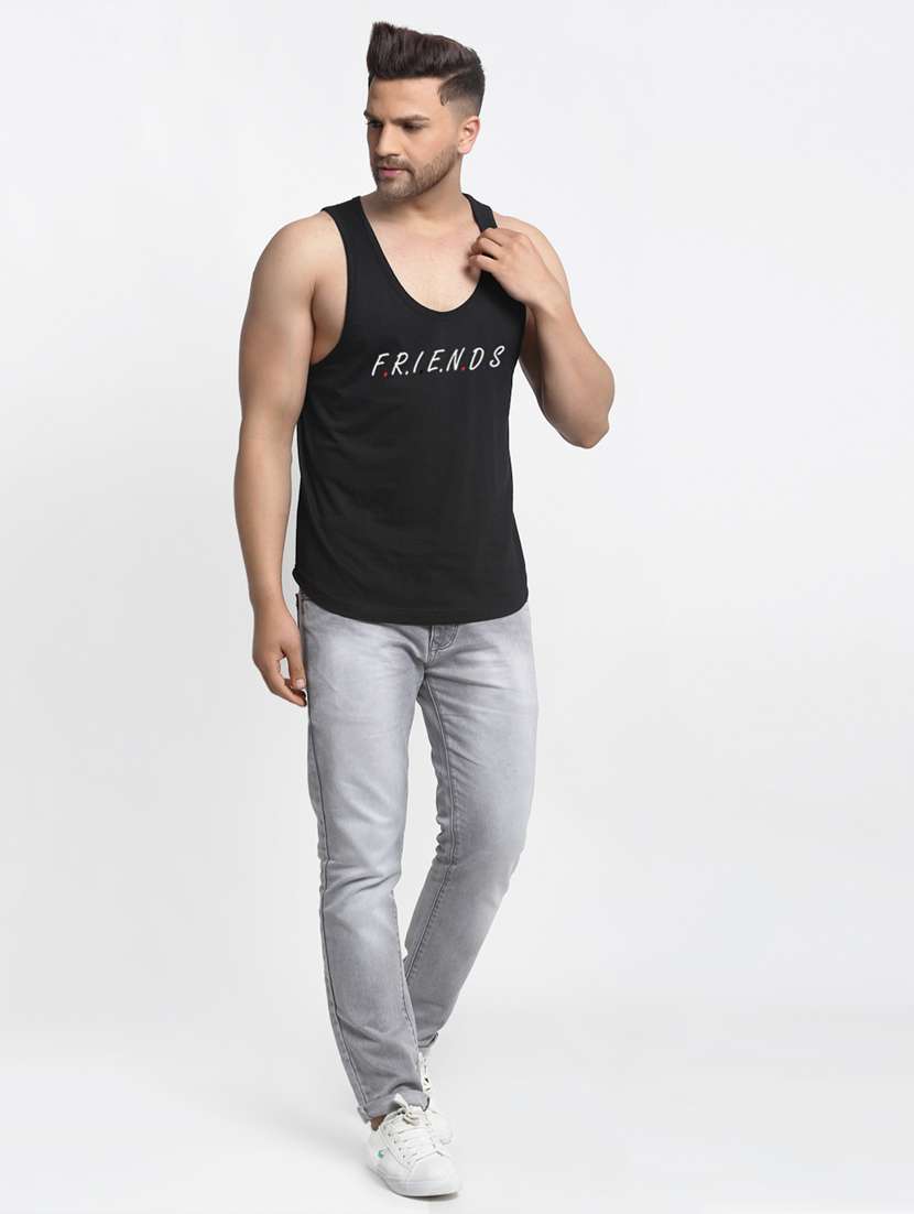 black chest-printed vest - 18415789 -  Standard Image - 3