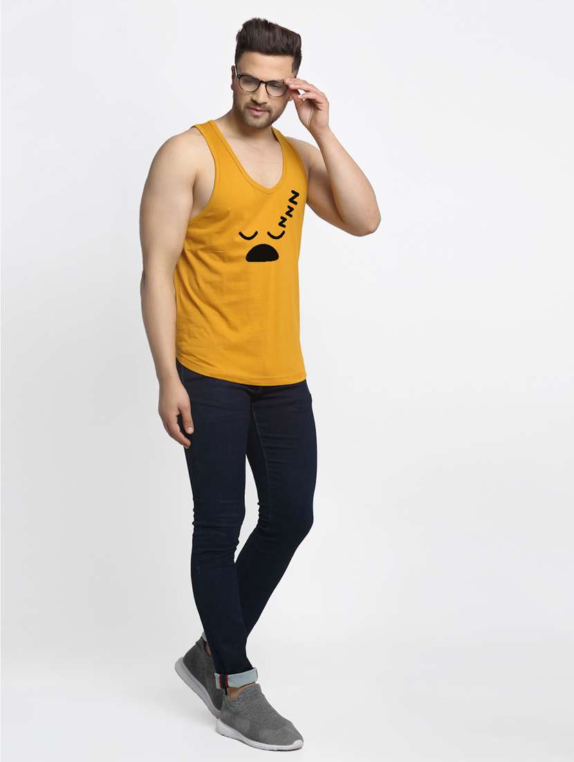 mustard chest-printed vest - 18415823 -  Standard Image - 3