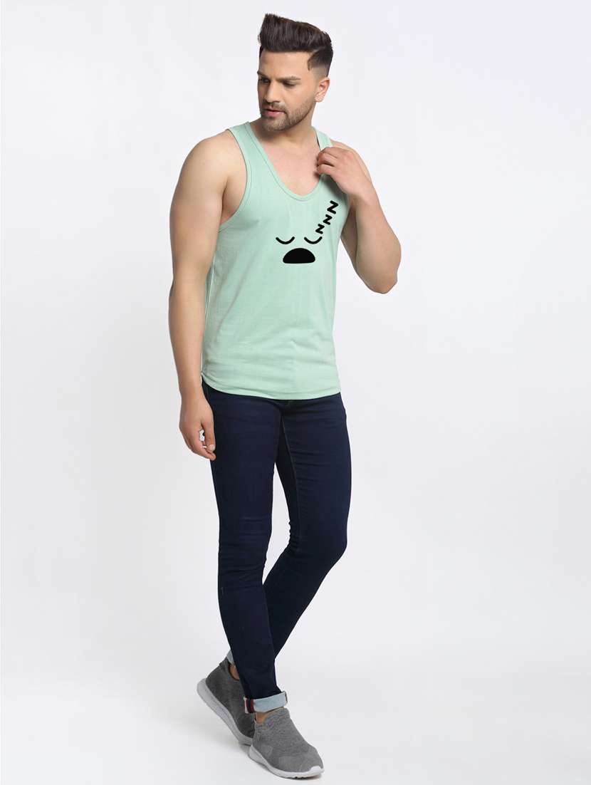 sea-green chest-printed vest - 18415824 - Standard Image - 3