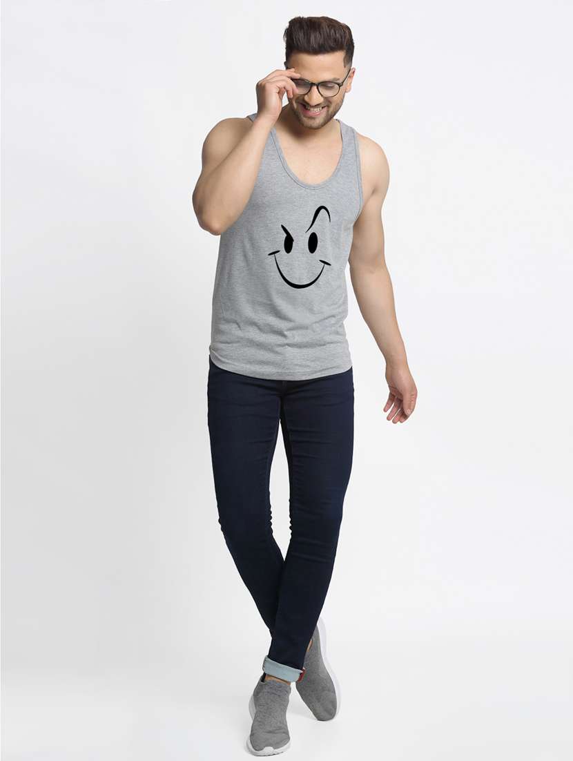 grey chest-printed vest - 18415835 -  Standard Image - 3
