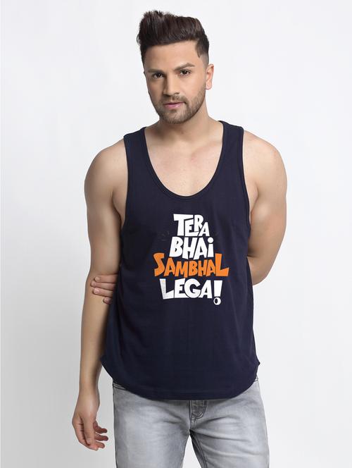 navy chest-printed vest - 18415846 - Standard Image - 0