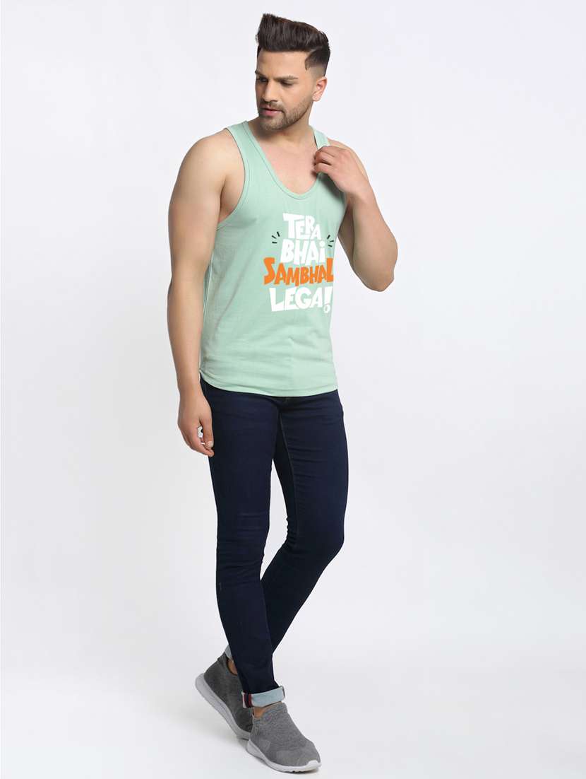 sea green chest-printed vest - 18415851 -  Standard Image - 3