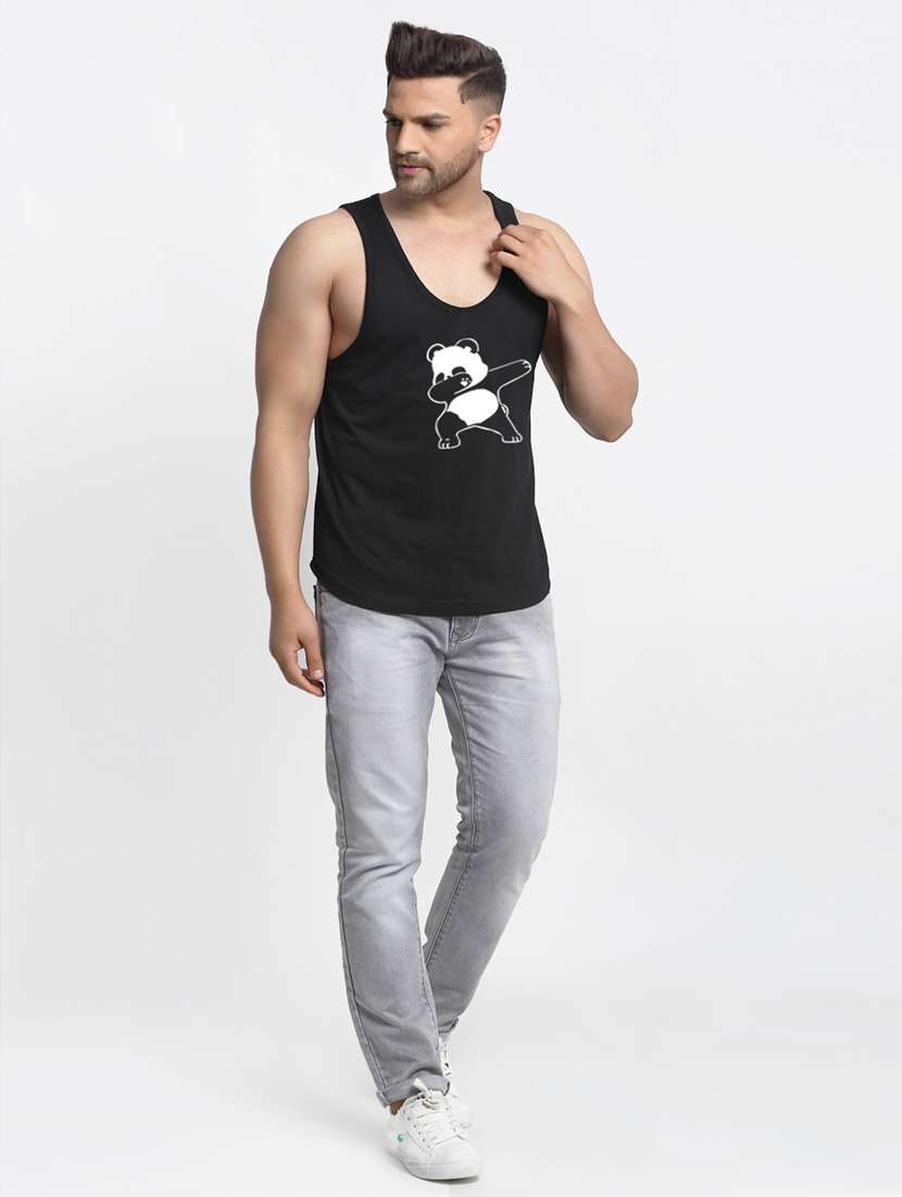 black chest-printed vest - 18415857 - Standard Image - 3