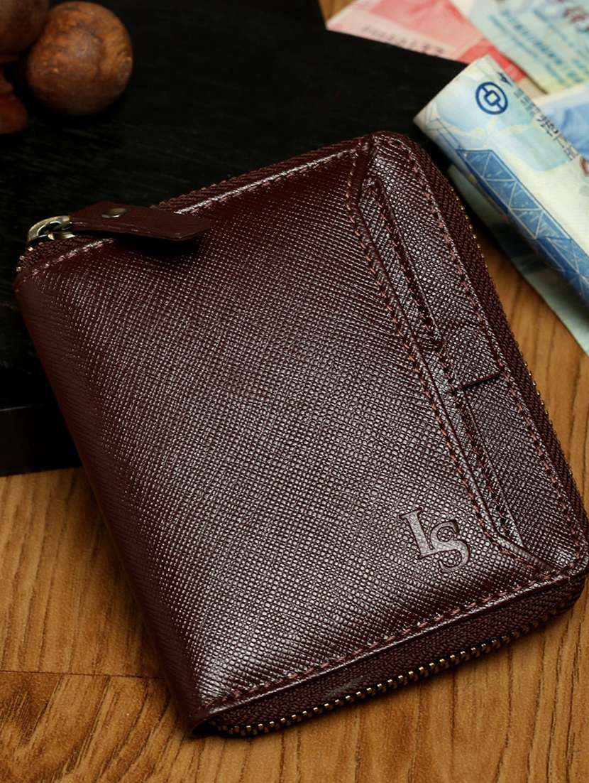 berry red leather wallet