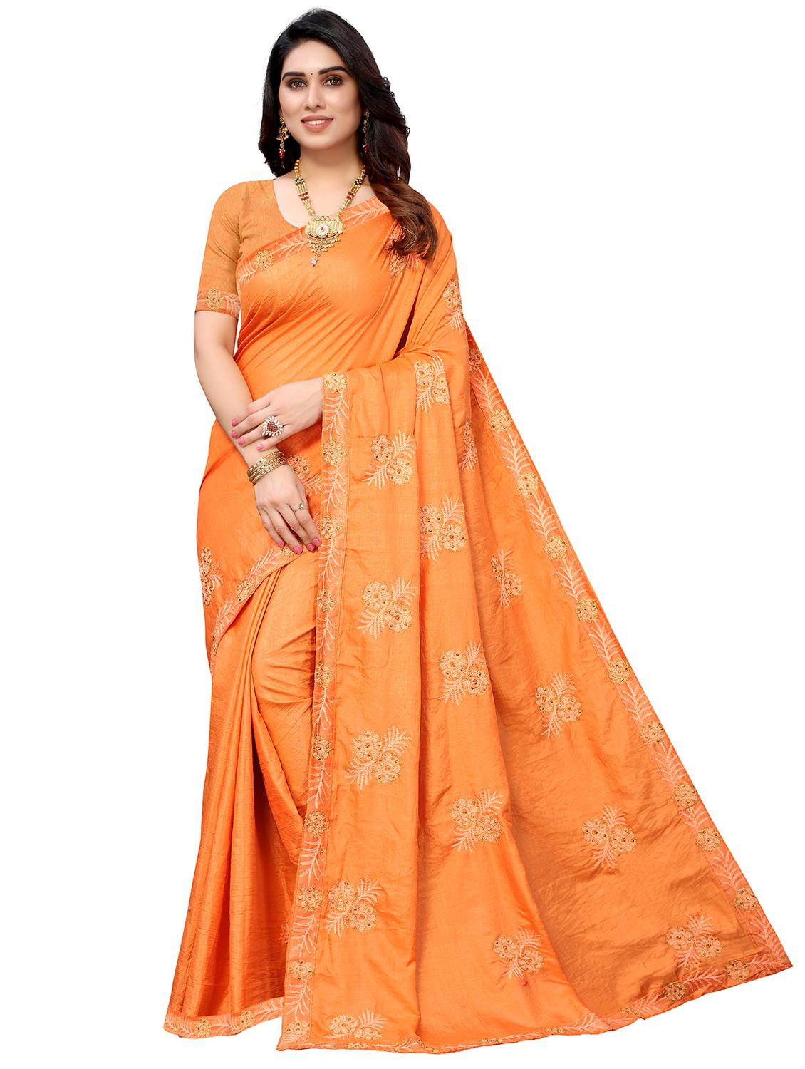 peach art silk embroidered saree - 18416434 -  Zoom Image - 0