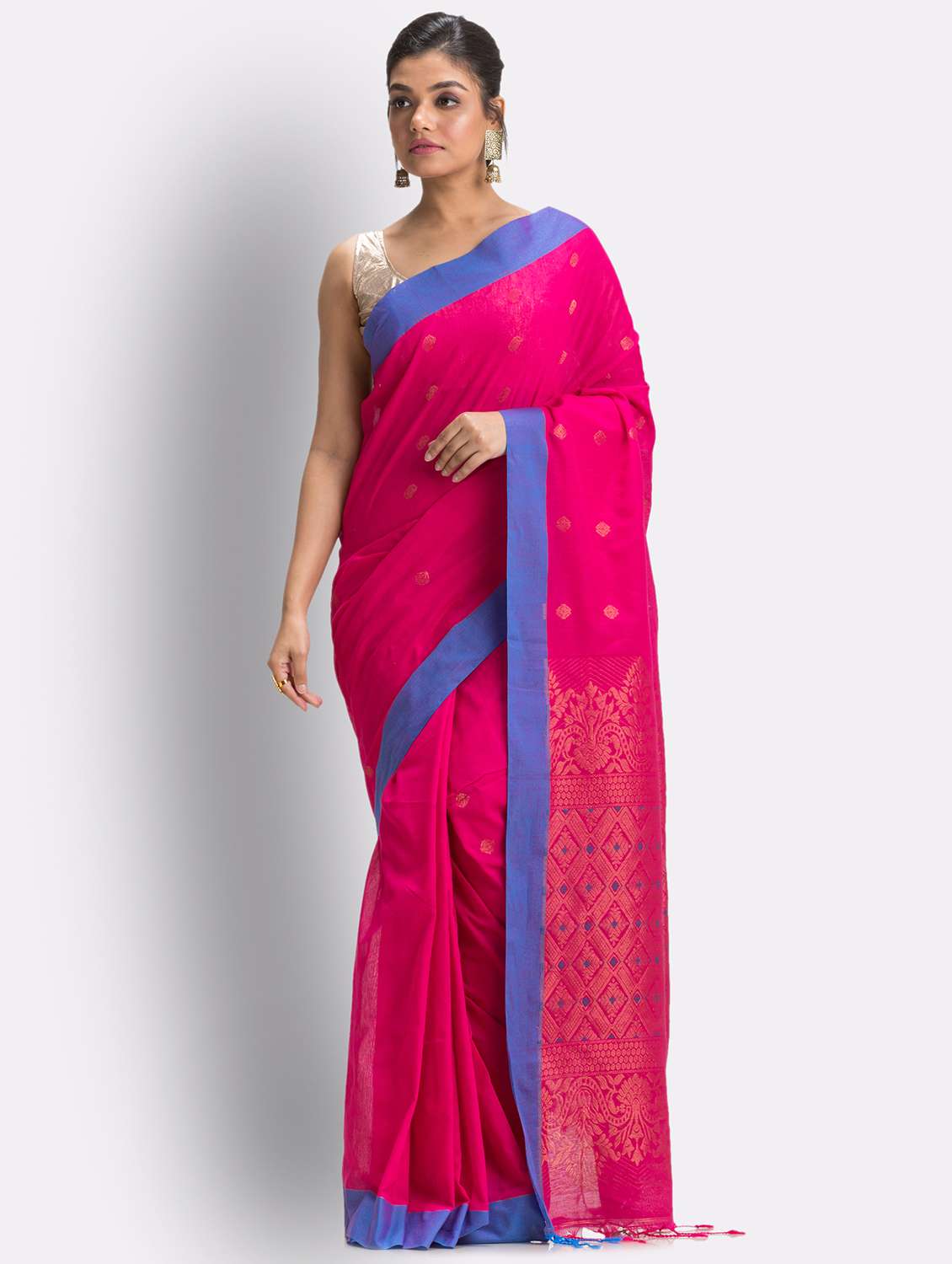 women's self design pink colored saree