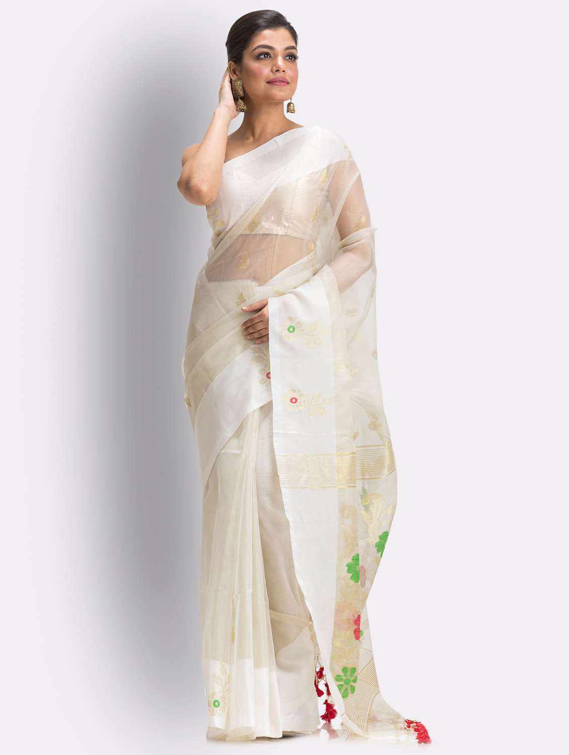 handloom jamdani saree with blouse