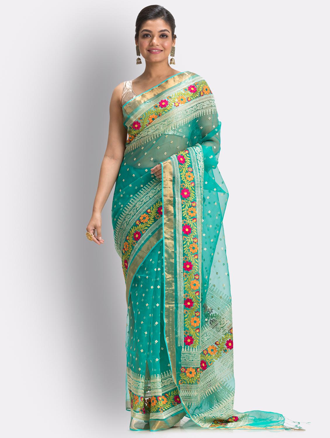 handloom jamdani saree with blouse - 18416871 - Zoom Image - 0