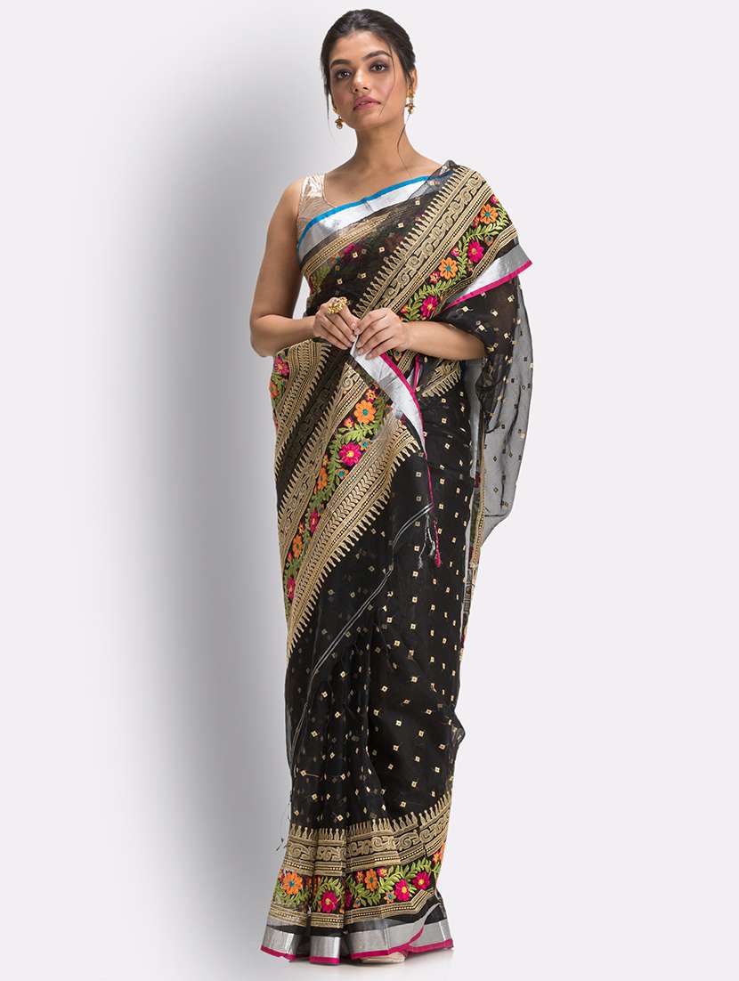 black handloom saree with blouse