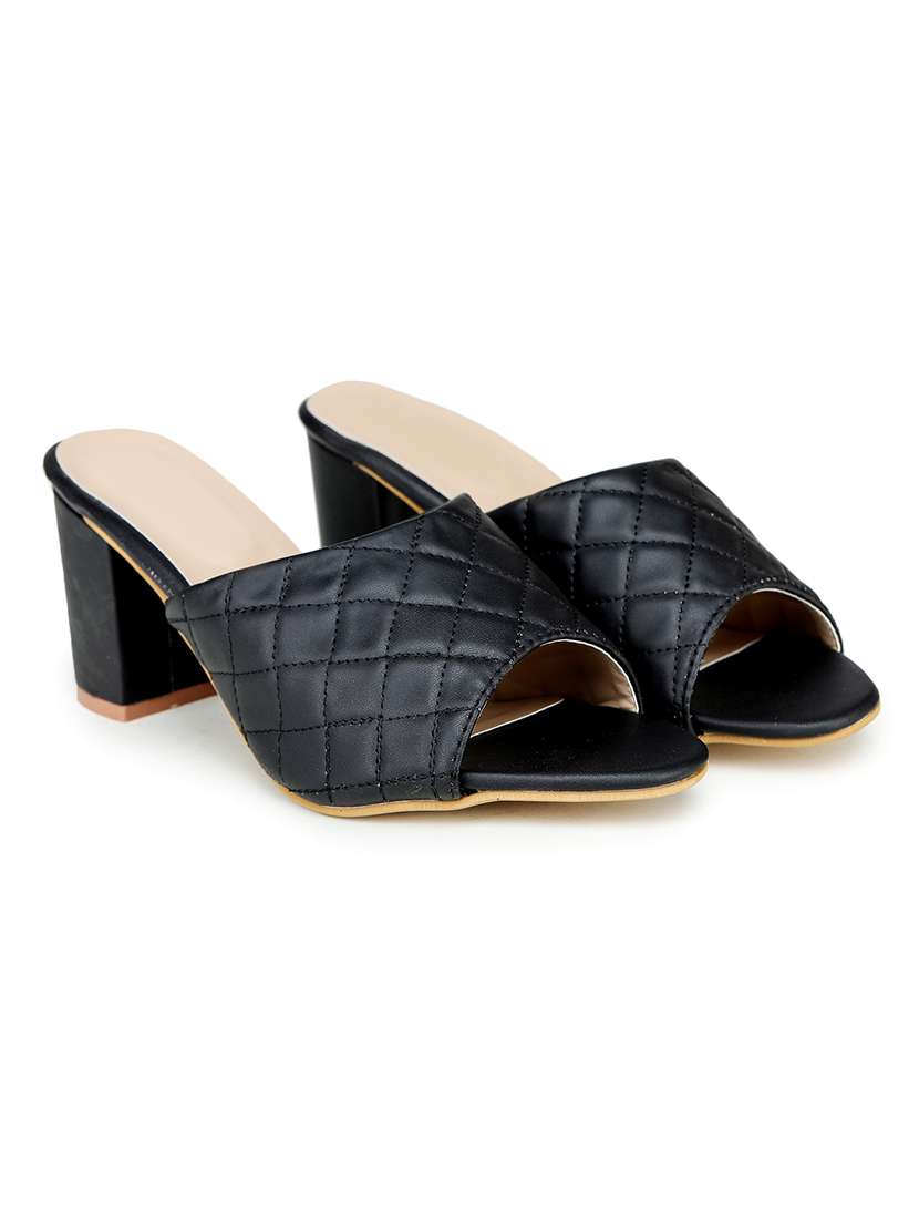 black slip on sandal