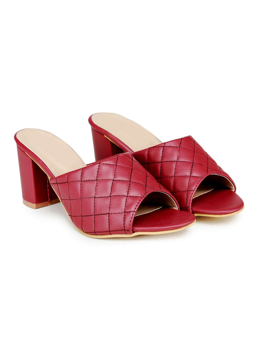 maroon slip on sandal