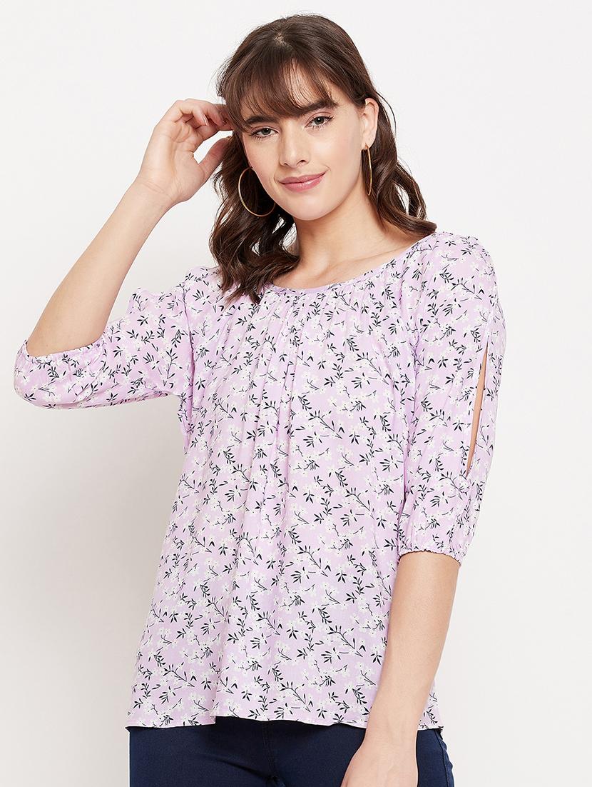 round neck printed top - 18417248 - Zoom Image - 0