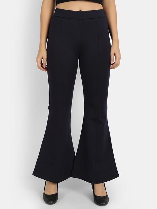 high rise solid flat front trouser - 18417355 - Standard Image - 0