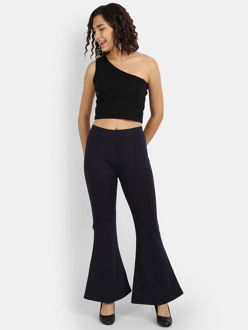 high rise solid flat front trouser - 18417355 - Standard Image - 3