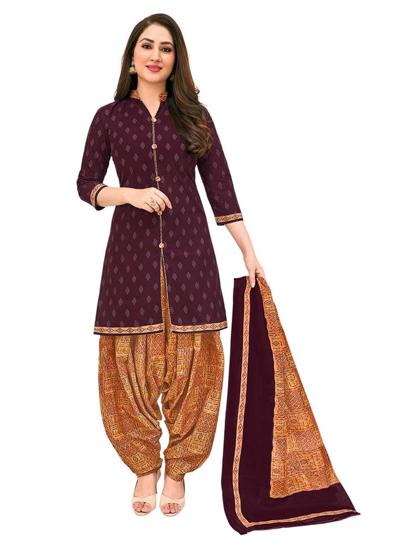 Buy online Purple Cotton Suit Set from ethnic wear for Women by Salwar