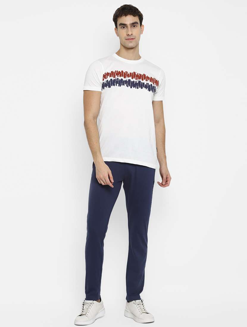 navy blue printed full length track pant - 18417504 - Standard Image - 3