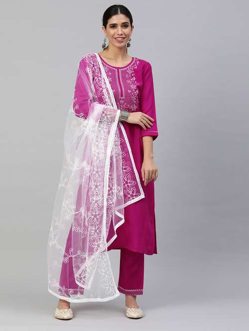 pink cotton blend kurta pant  set - 18418175 -  Standard Image - 0