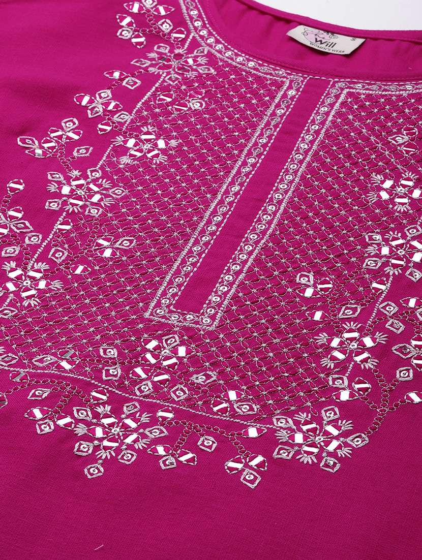 pink cotton blend kurta pant set - 18418175 - Standard Image - 5