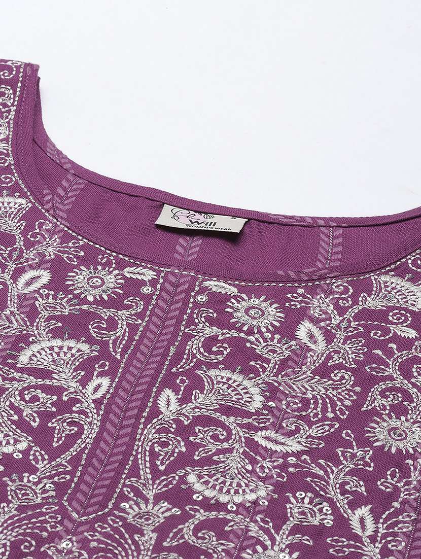 purple kurta pant set with dupatta - 18418182 - Standard Image - 5